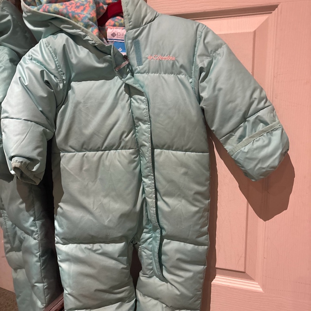 Columbia Aqua Snowsuit with Patterned Lining